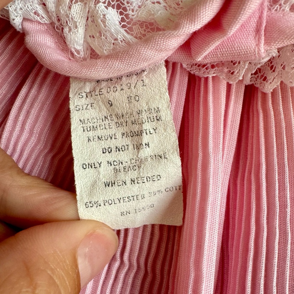 Roanna Baby girls size 9 Mos pleated pink Vintage dress Lace‎ collar cottagecore - Picture 7 of 8